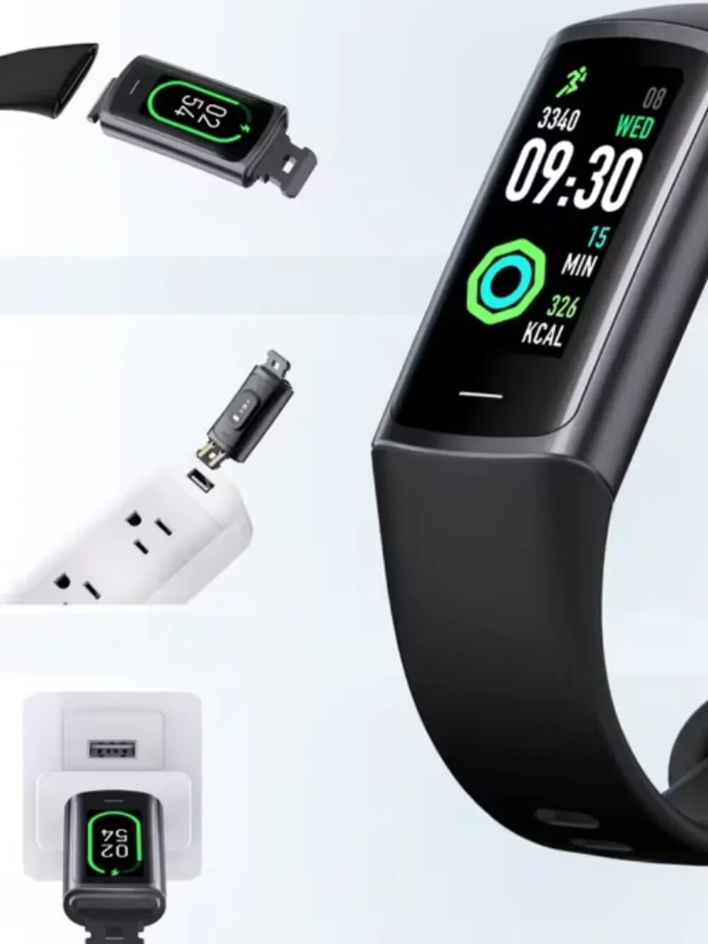 Fitness Tracker watch USB recharge - white or black NEW